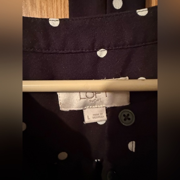 LOFT Black Dress with White Polka Dots - Picture 4 of 7